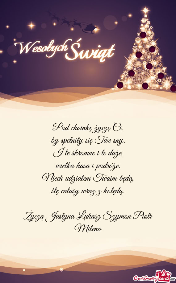 Życzą Justyna Łukasz Szymon Piotr Milena