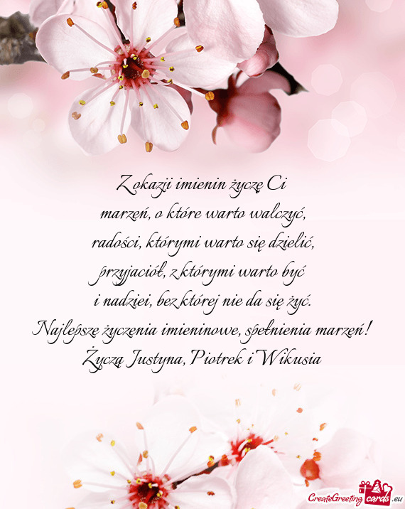 Życzą Justyna, Piotrek i Wikusia