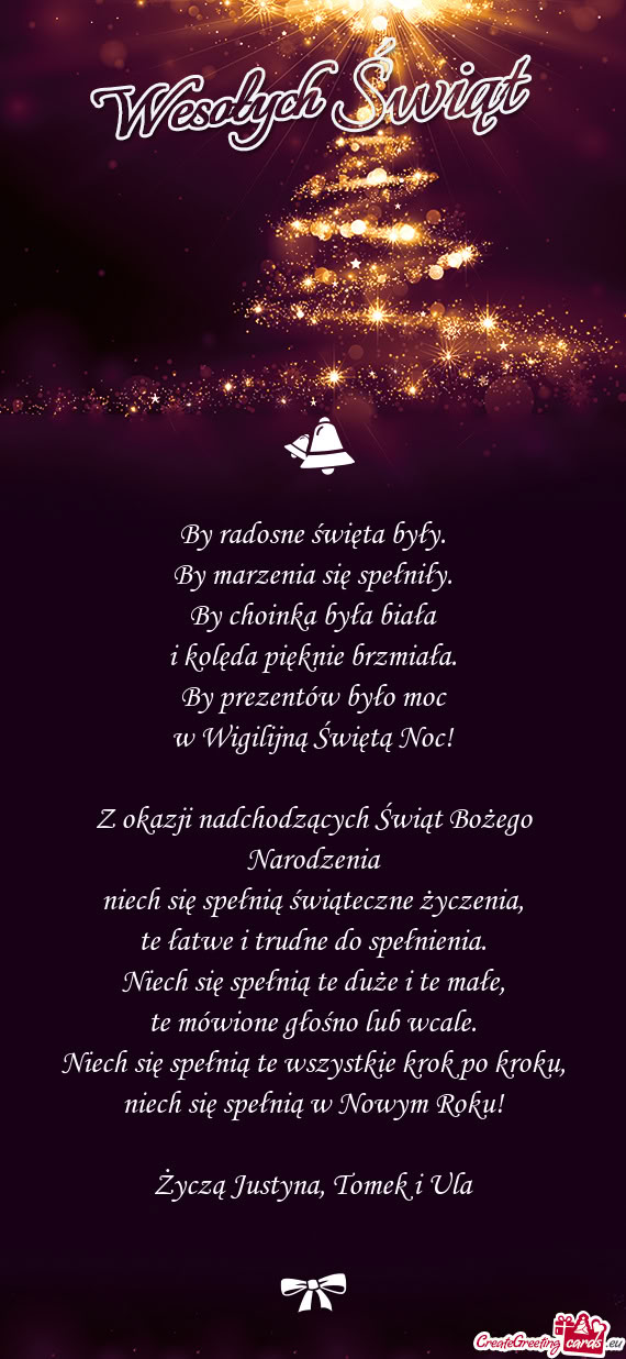 Życzą Justyna, Tomek i Ula