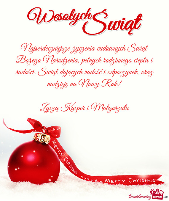 Życzą Kacper i Małgorzata