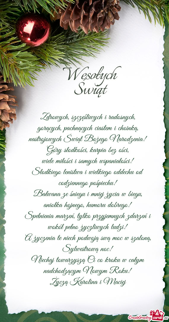 Życzą Karolina i Maciej