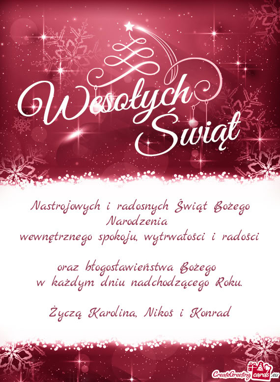 Życzą Karolina, Nikoś i Konrad