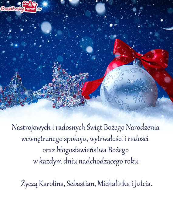 Życzą Karolina, Sebastian, Michalinka i Julcia