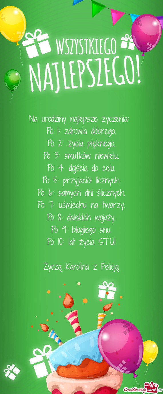 Życzą Karolina z Felicją