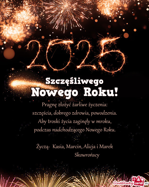 Życzą- Kasia, Marcin, Alicja i Marek