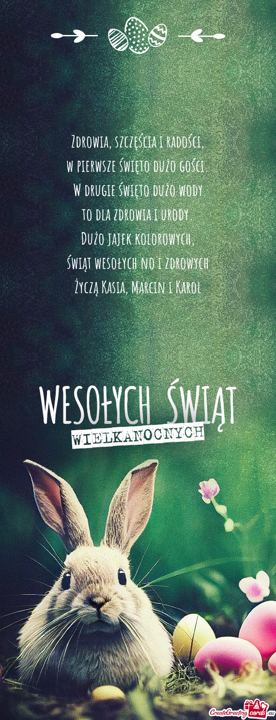 Życzą Kasia, Marcin i Karol