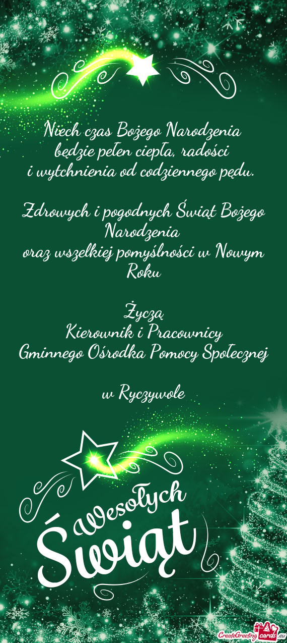 Życzą Kierownik i Pracownicy Gminnego Ośrodka Pomocy Społecznej w Ryczywole