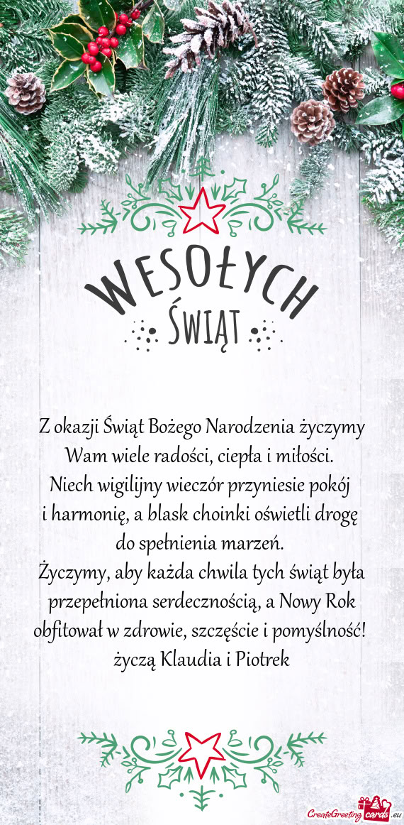 Życzą Klaudia i Piotrek