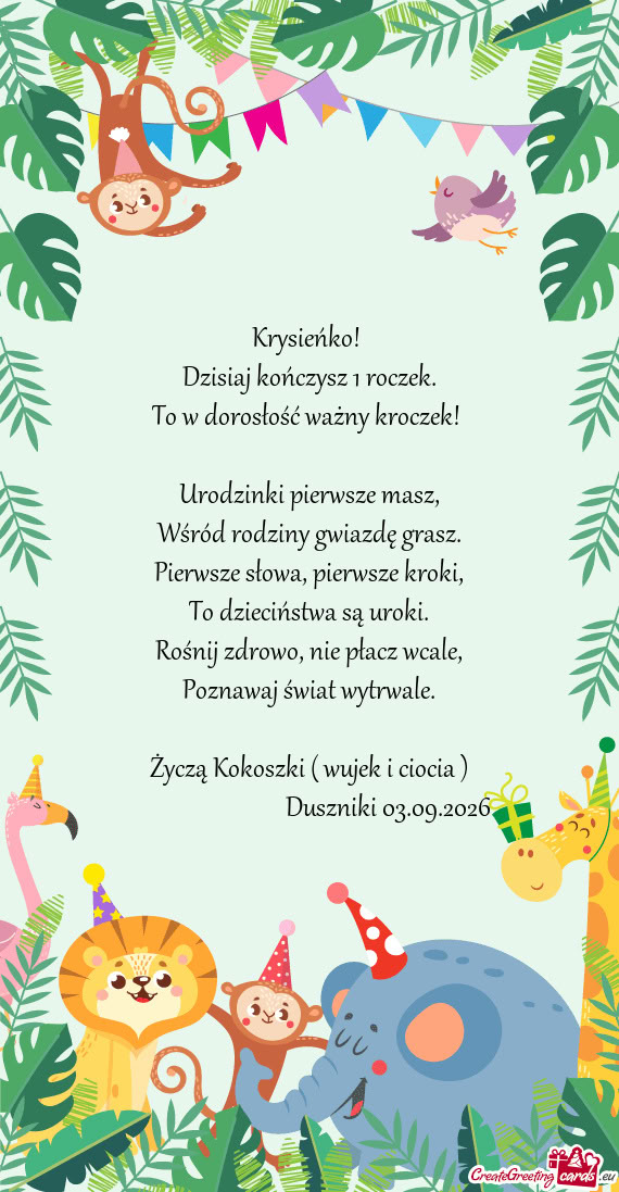Życzą Kokoszki ( wujek i ciocia )