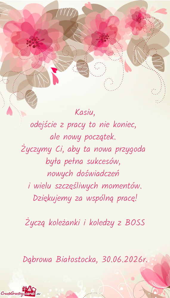 Życzą koleżanki i koledzy z BOSS