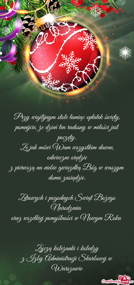 Życzą koleżanki i koledzy z Izby Administracji Skarbowej w Warszawie