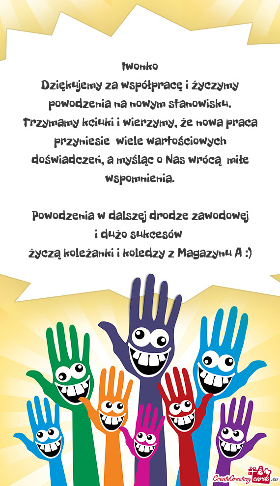 Życzą koleżanki i koledzy z Magazynu A :)