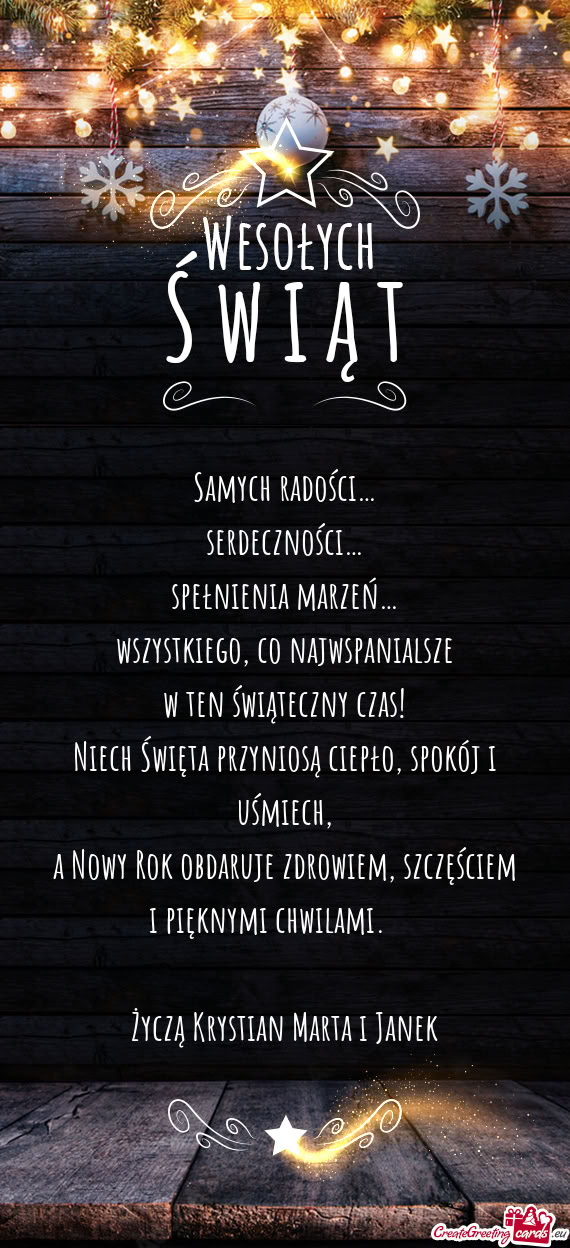 Życzą Krystian Marta i Janek