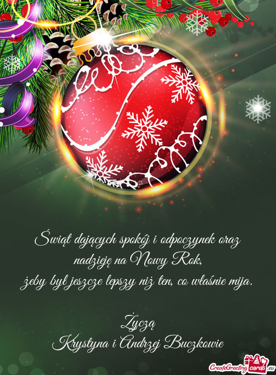 Życzą Krystyna i Andrzej Buczkowie