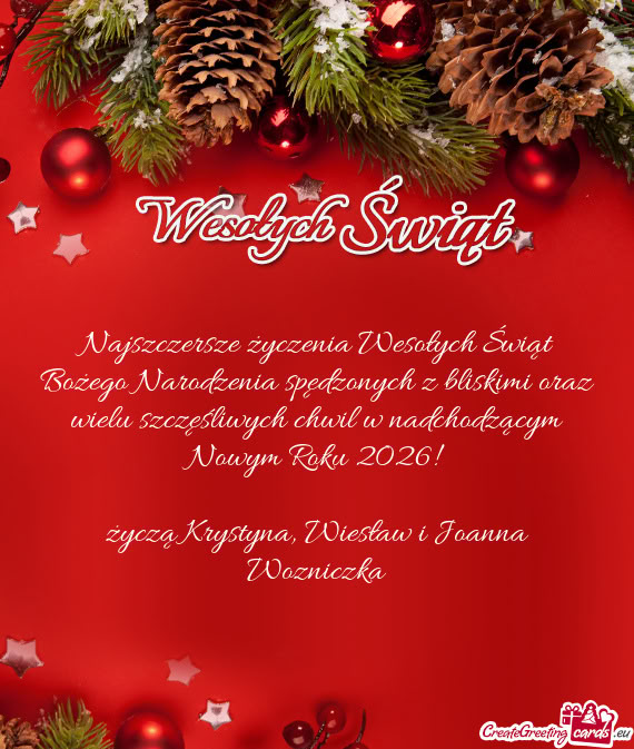 Życzą Krystyna, Wiesław i Joanna