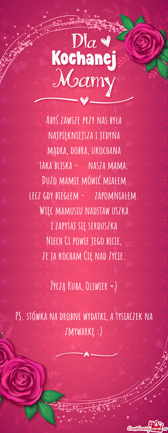 Życzą Kuba, Oliwier =)