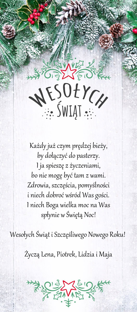Życzą Lena, Piotrek, Lidzia i Maja