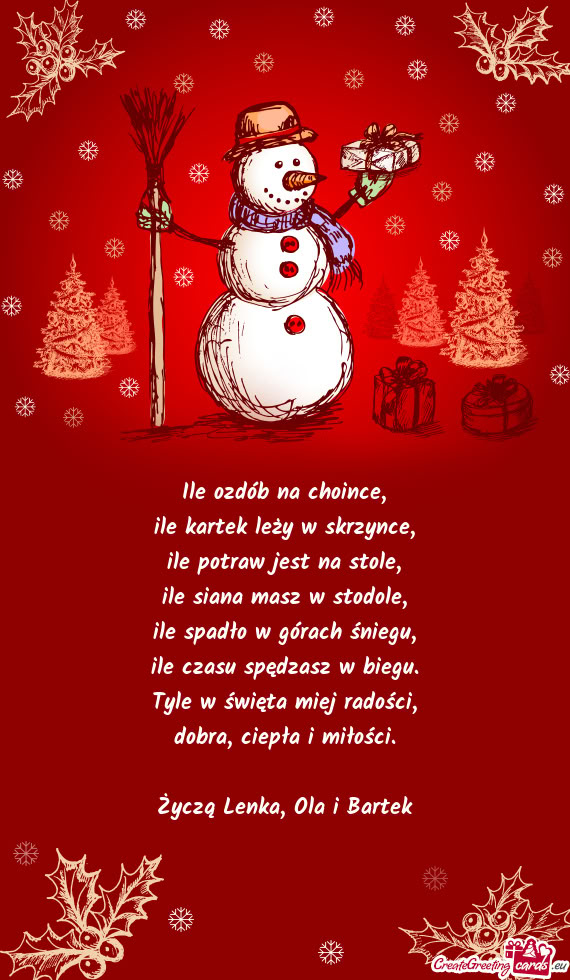 Życzą Lenka, Ola i Bartek