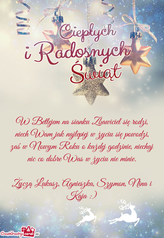 Życzą Łukasz, Agnieszka, Szymon, Nina i Kaja :)