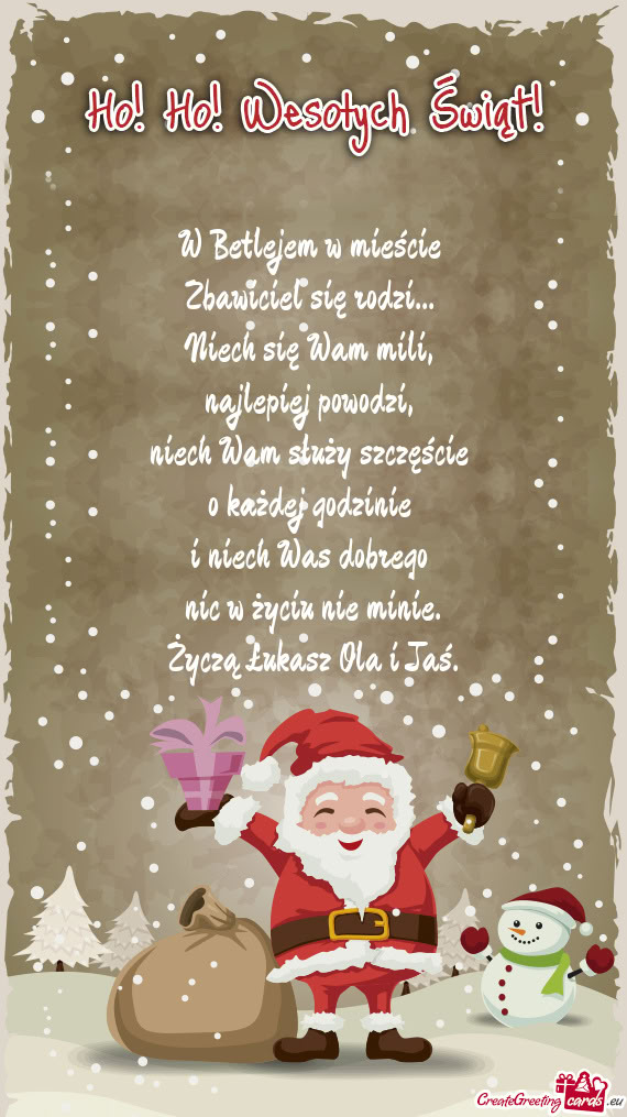 Życzą Łukasz Ola i Jaś