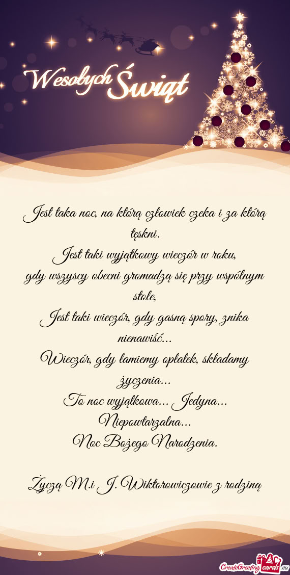 Życzą M.i J. Wiktorowiczowie z rodziną