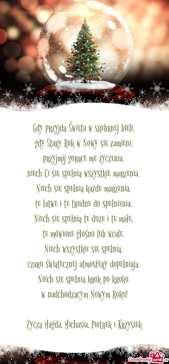 Życzą Magda, Michasia, Piotrek i Krzysiek