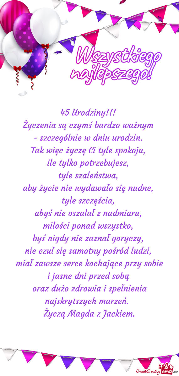 Życzą Magda z Jackiem
