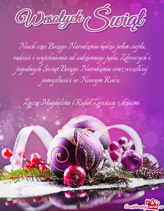 Życzą Magdalena i Rafał Żywiccy z dziećmi