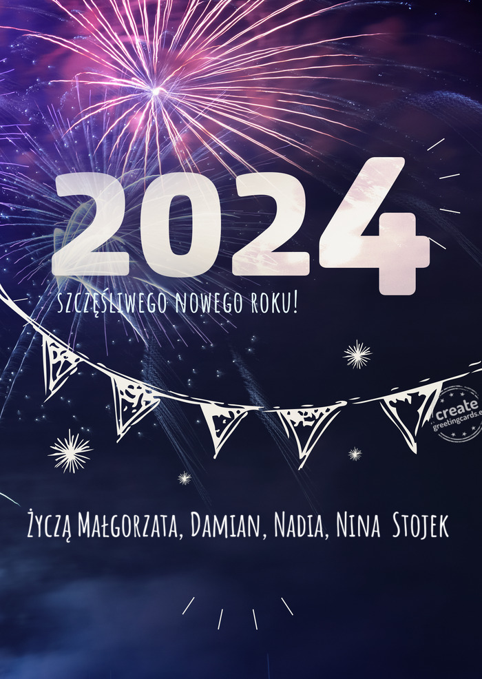 Życzą Małgorzata, Damian, Nadia, Nina Stojek - Szczęśliwego nowego roku