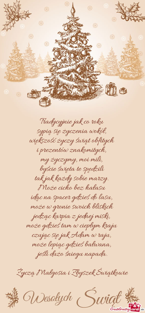 Życzą Małgosia i Zbyszek Świątkowie