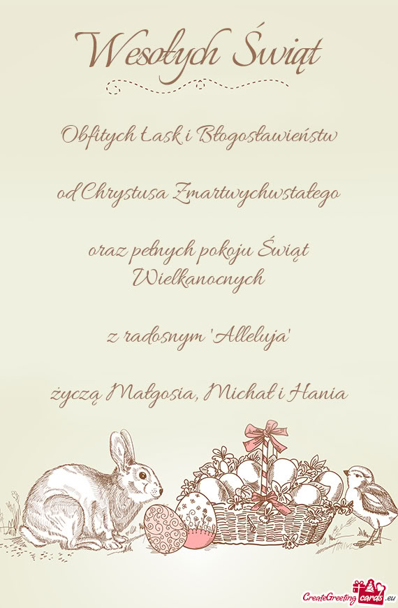 Życzą Małgosia, Michał i Hania