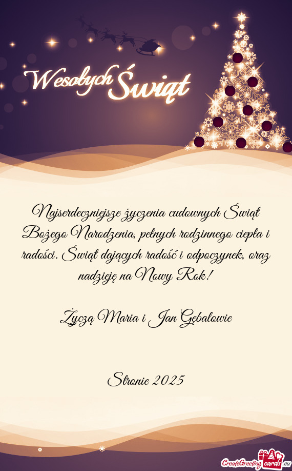 Życzą Maria i Jan Gębalowie