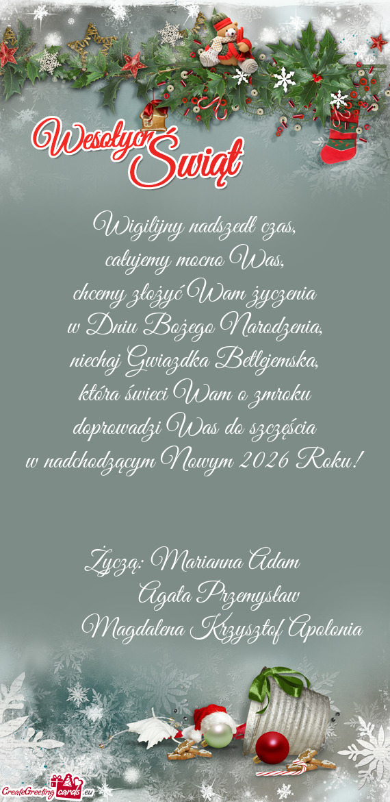 Życzą: Marianna Adam