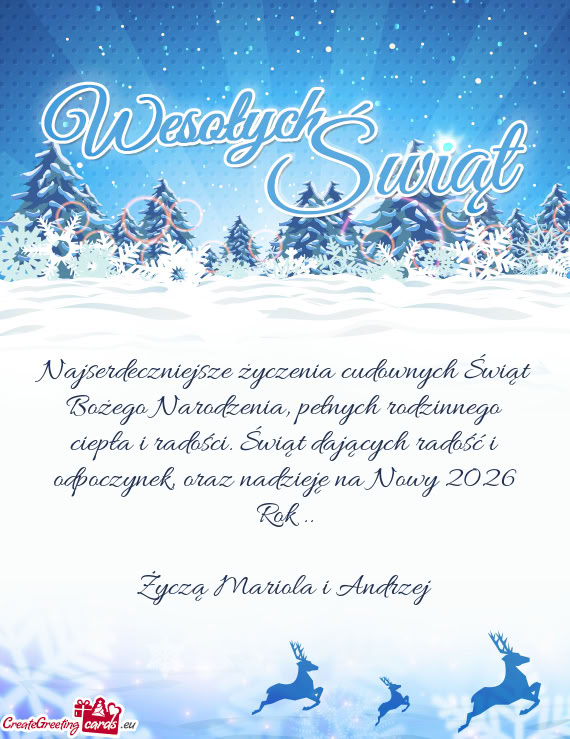 Życzą Mariola i Andrzej