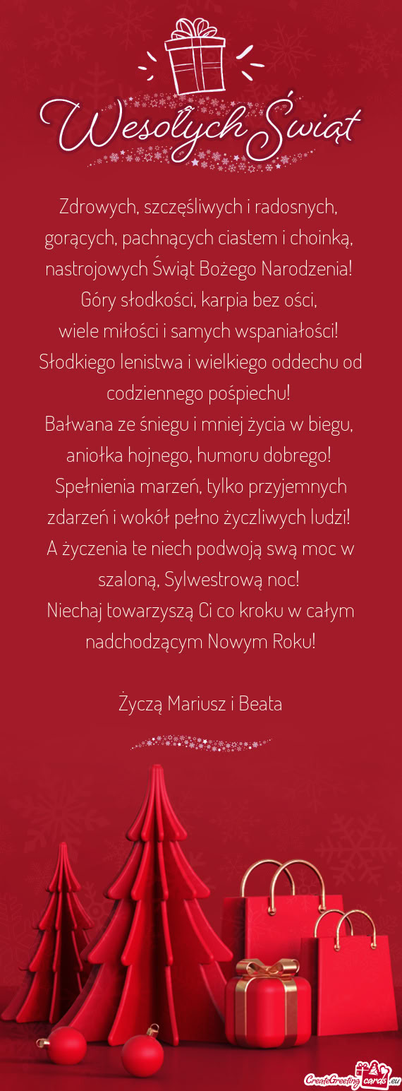 Życzą Mariusz i Beata