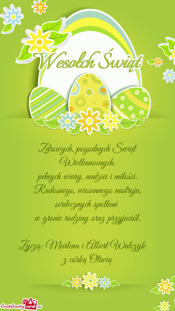 Życzą: Marlena i Albert Walczyk