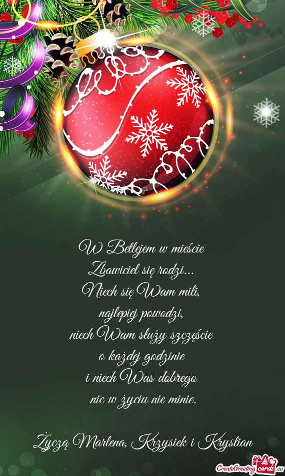 Życzą Marlena, Krzysiek i Krystian