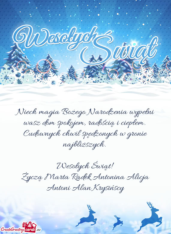 Życzą Marta Radek Antonina Alicja Antoni Alan Krysińscy