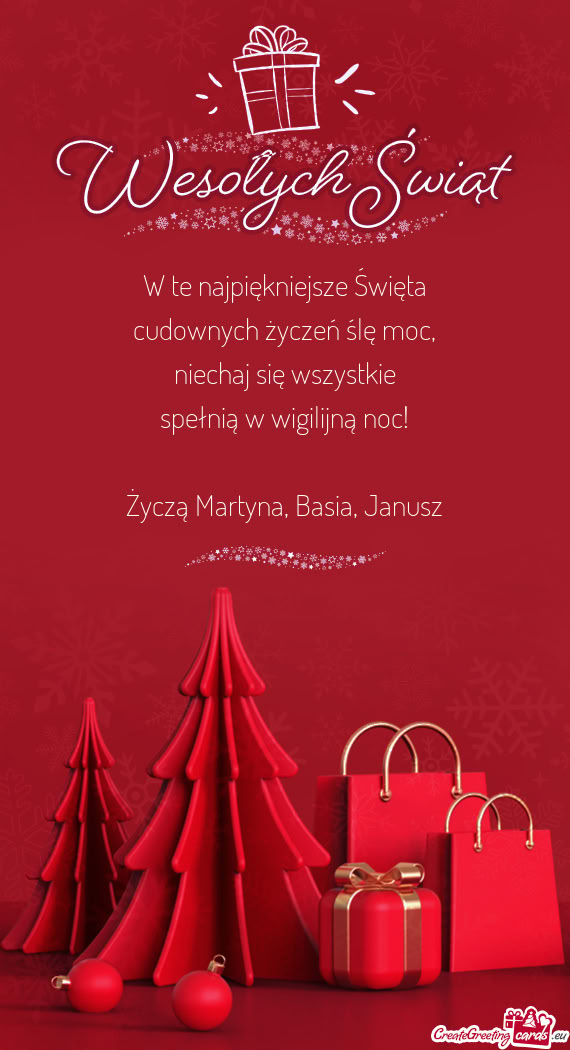 Życzą Martyna, Basia, Janusz