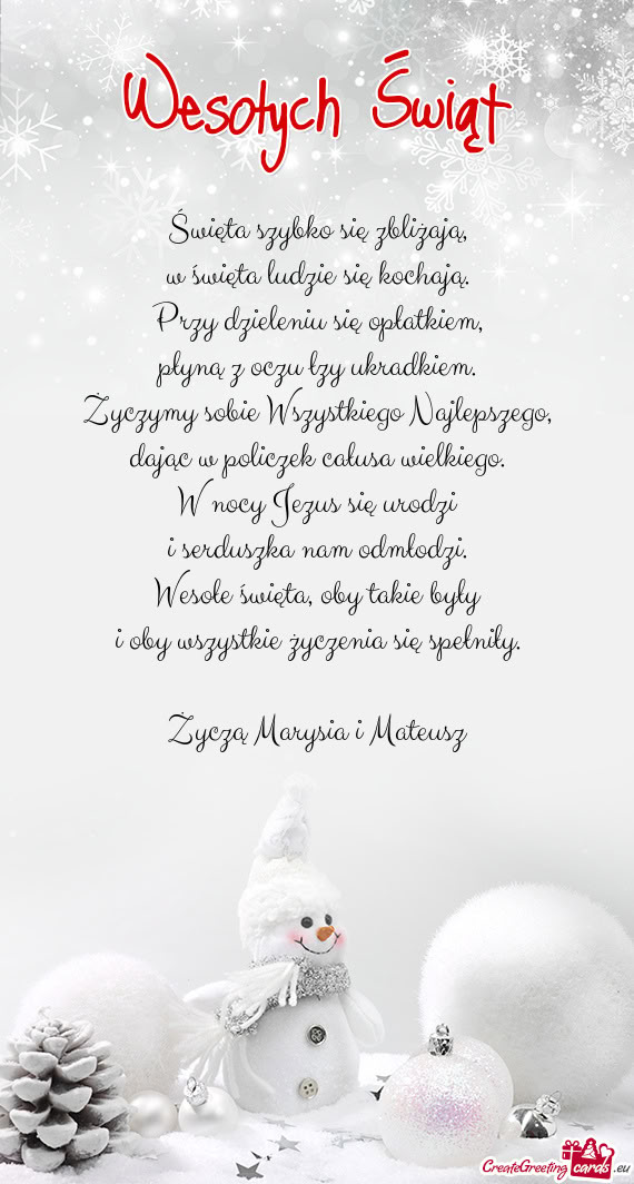 Życzą Marysia i Mateusz