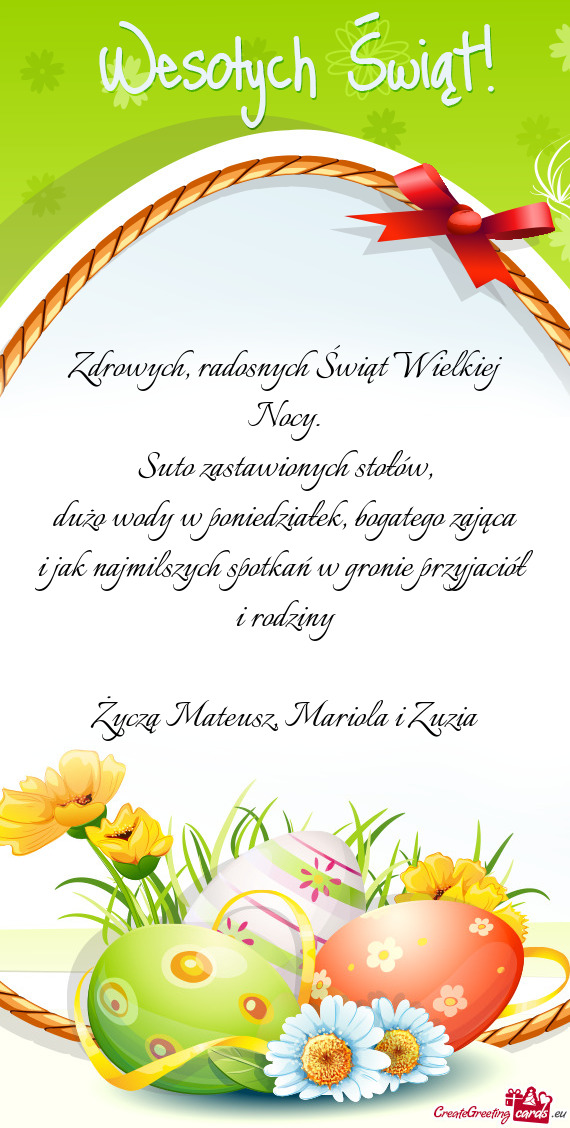 Życzą Mateusz, Mariola i Zuzia