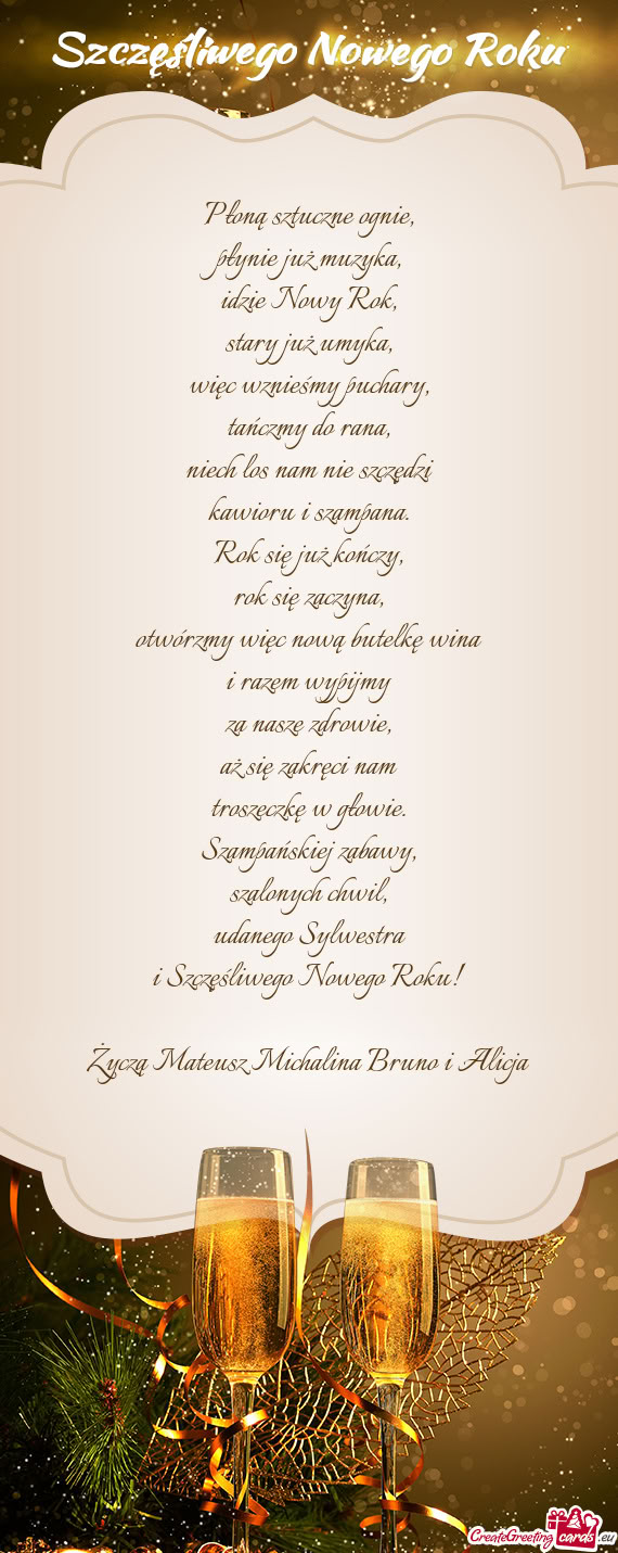 Życzą Mateusz Michalina Bruno i Alicja