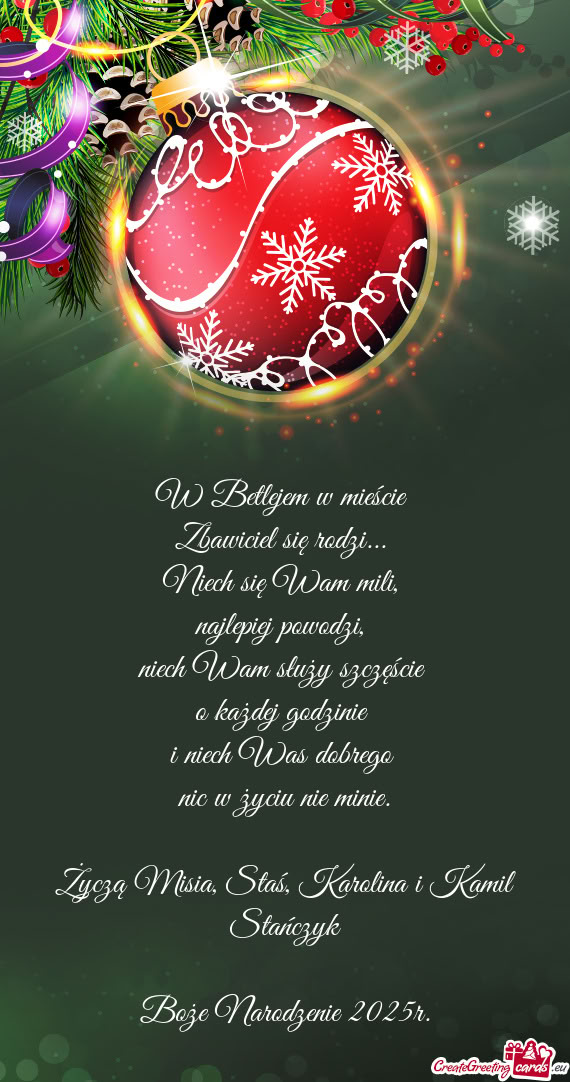 Życzą Misia, Staś, Karolina i Kamil Stańczyk