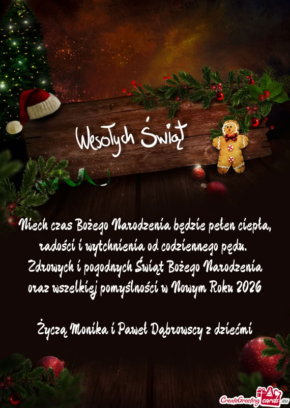 Życzą Monika i Paweł Dąbrowscy z dziećmi