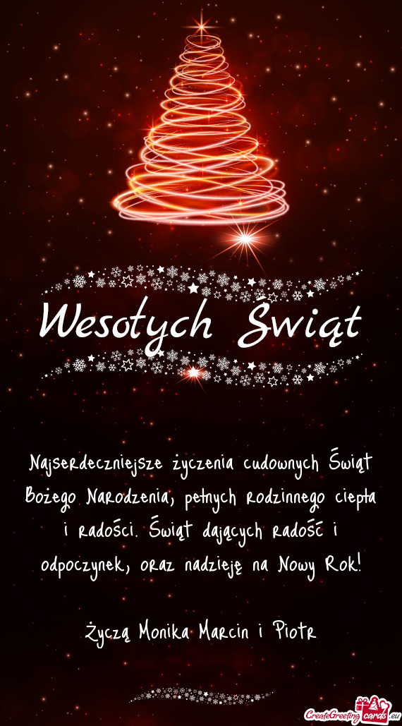 Życzą Monika Marcin i Piotr