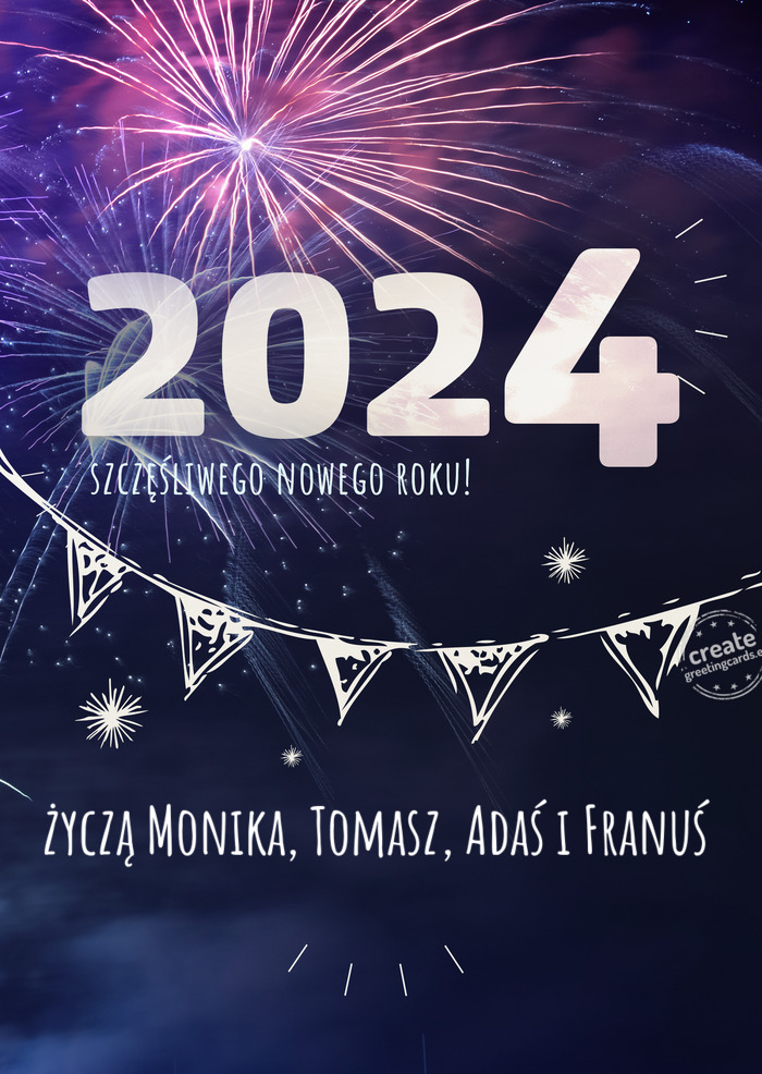 Życzą Monika, Tomasz, Adaś i Franuś - Szczęśliwego nowego roku