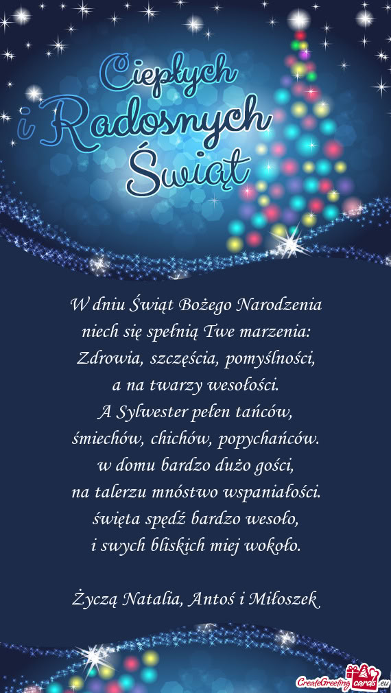 Życzą Natalia, Antoś i Miłoszek