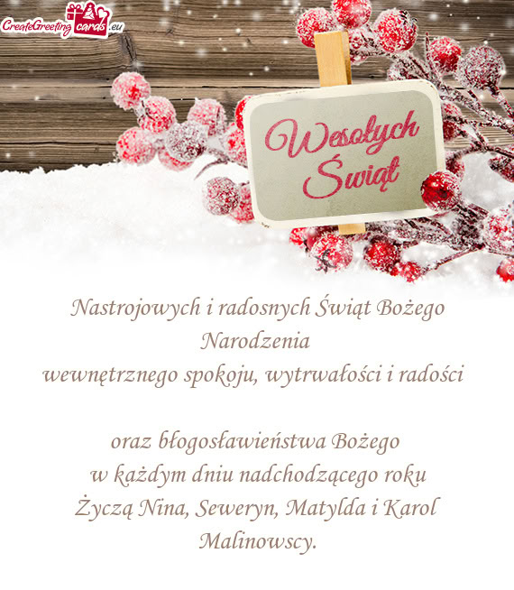 Życzą Nina, Seweryn, Matylda i Karol Malinowscy