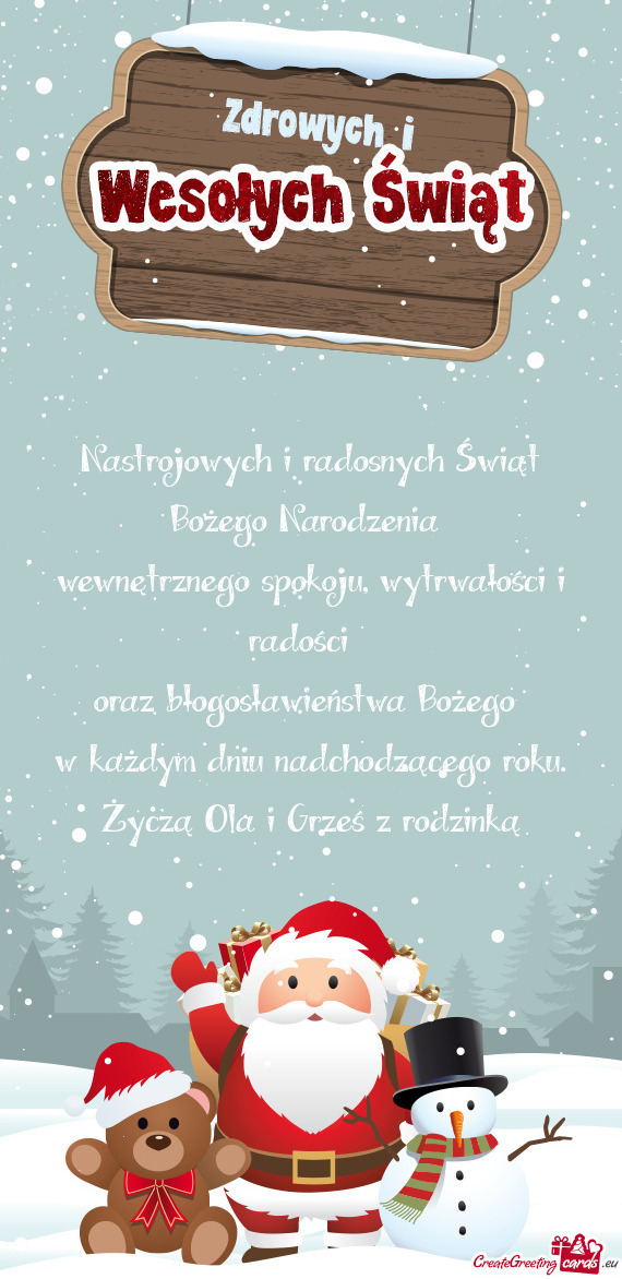 Życzą Ola i Grześ z rodzinką