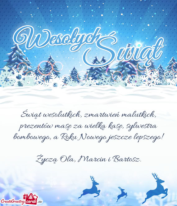 Życzą Ola, Marcin i Bartosz